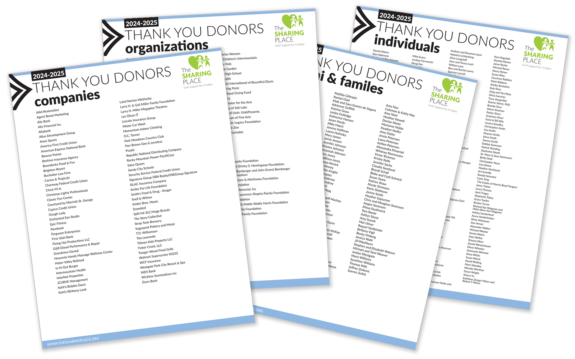 The Sharing Place donors 2025