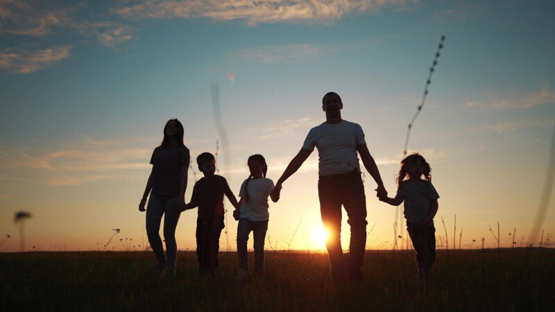 Grieving family silhouette
